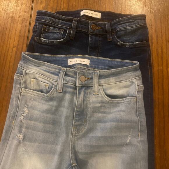 2 Pairs of Flying Monkey jeans - Sz 25 - Picture 1 of 11